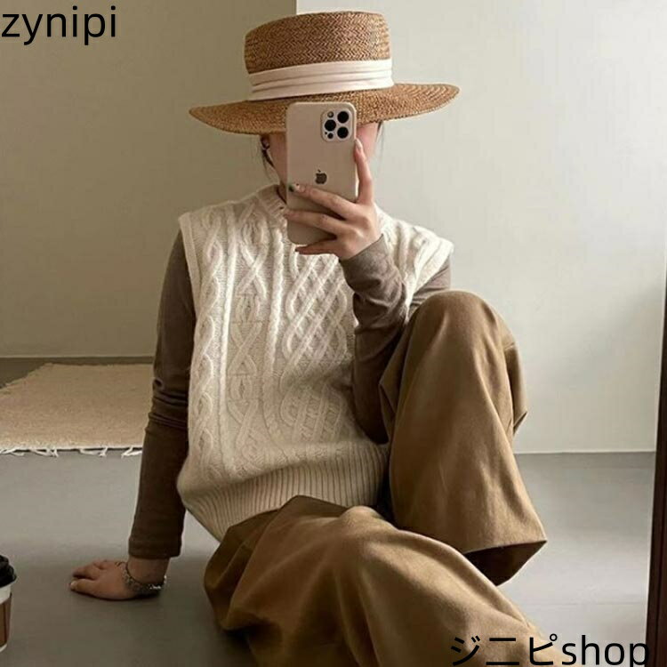 【30％クーポン配布中】春秋 レディース ニット ベスト 学生 薄手 ノースリーブ ケーブル編み ニットタンクトップ 少女 大人 可愛い Vネック キャミ アウター 無地 重ね着 レイヤード 学院風 無地 トップス 女性 セーター カジュアル お出かけ ファッション感 送料無料