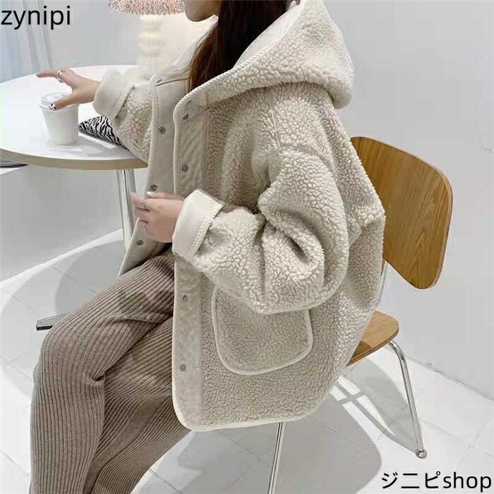 ボアブルゾン ボア ジャケット ボア コート レディース ボア 秋冬 カジュアル ボア アウター もこもこ リバーシブル アウター フード付き コート ファーコート ムートンコート 前開き 秋 冬 長袖 ゆったり ボア もこもこ きれいめ かわいい カジュアル 厚手 防寒送料無料