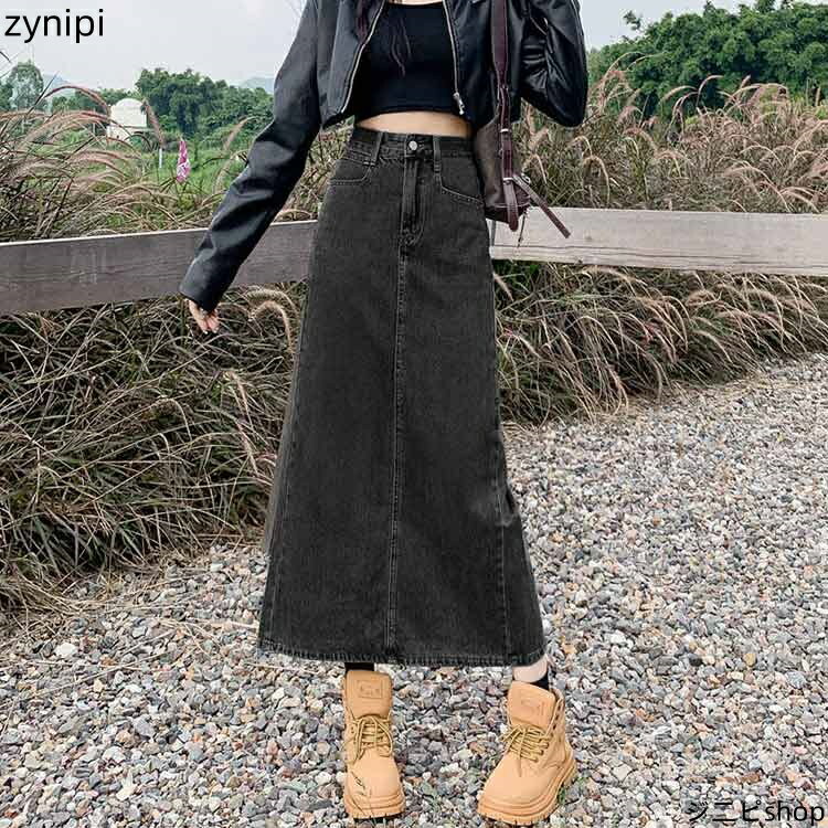 マキシデニムスカート デニムスカート マキシ丈 ジーンズ デニムロングスカート マキシ丈 フレアスカート Aライン ハイウエスト ロングスカート レディース 膝下 美脚 春 夏 秋 冬 大きいサイズ ロング