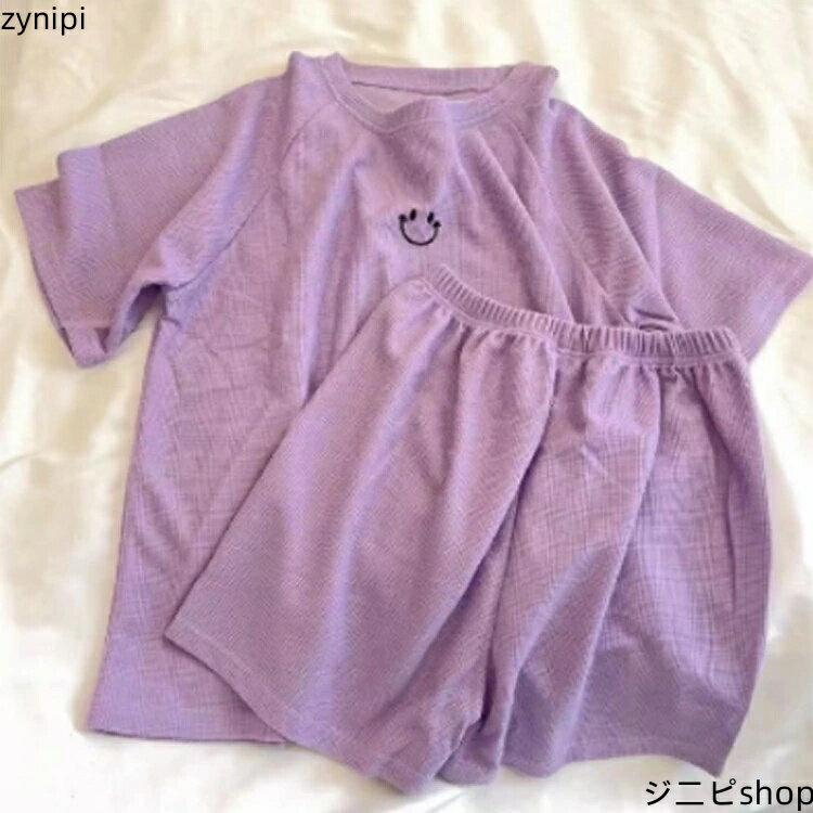 半袖 夏 送料無料 ルームウェア 部屋着 2点セット ワッフル ワッフル 短パン 学生 上下セット 半ズボン パジャマ レディース 夏用 部屋着 無地 カットソー生地 夏 ショートパンツ ナイトウェア 女子 ルームウェア