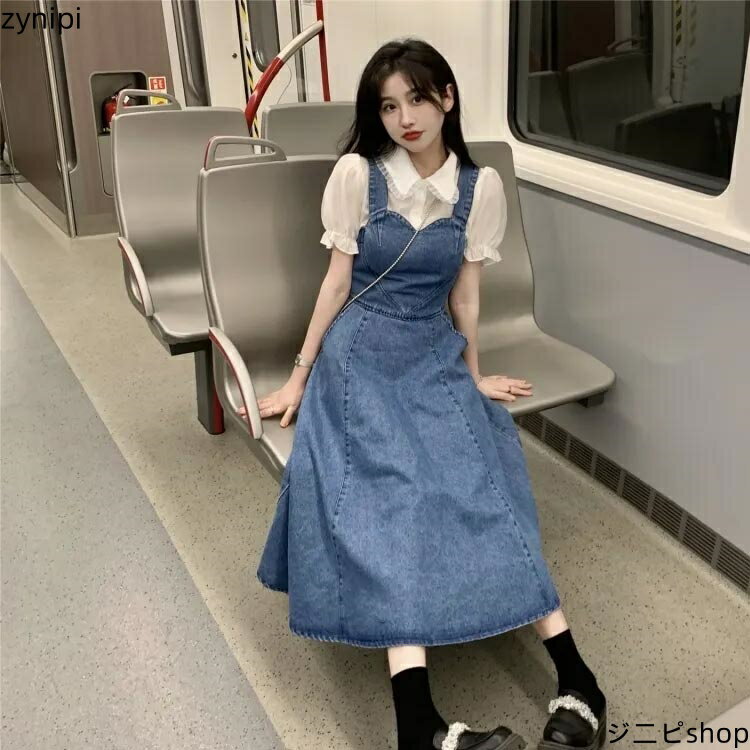 デニムスカート デニムジャンパースカート 夏 デニム ジャンパースカート スカート ポケット付き ミモレ丈 膝丈 サロペット 春 秋 キャミワンピース 冬 オールシーズン Aラインワンピース レディース