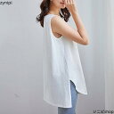 Tシャツ チュニック 黒 送料無料 ブラック ホワイト ノースリーブ 白 ラウンドヘム レディース ロング インナー 重ね着 付け裾 40代 30代 レイヤードタンクトップ