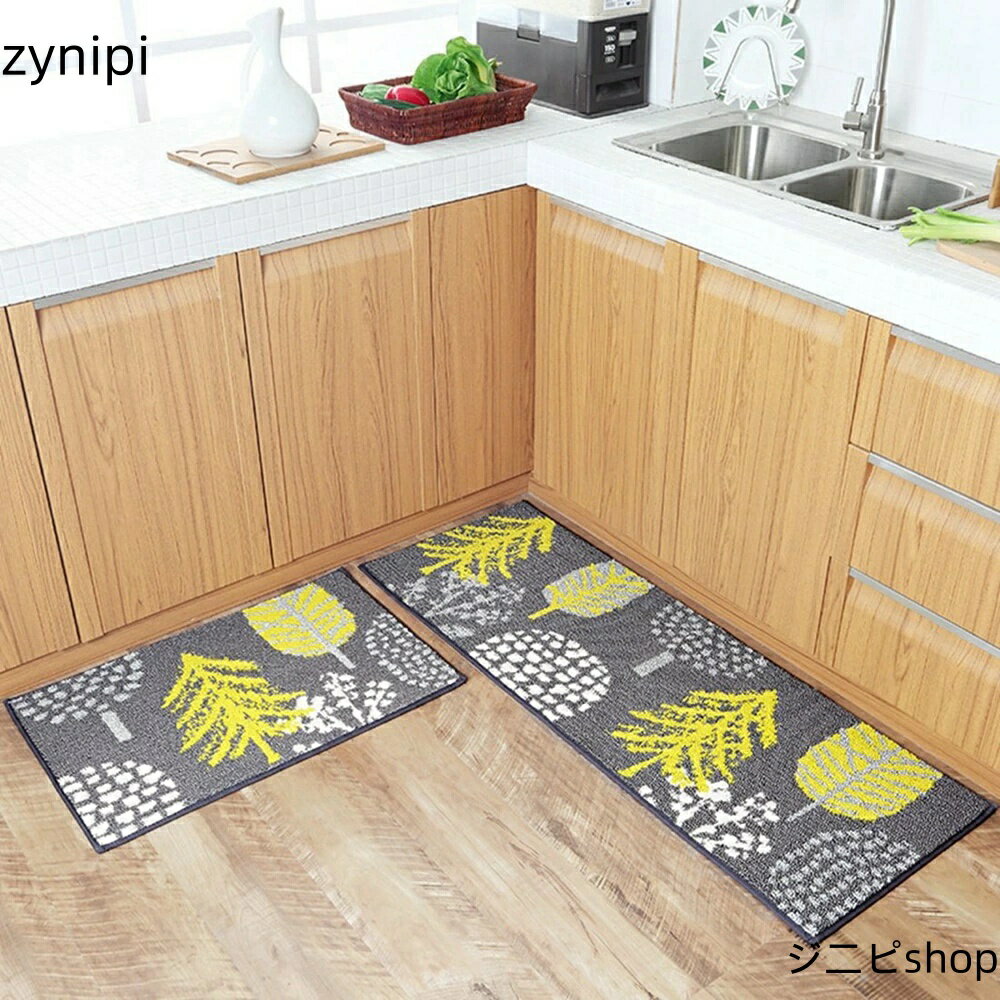 80×110cm 玄関マット キッチンマット 洗える ラグ 北欧 グレー リーフ 室内屋内用 滑り止め付 吸水速乾 ふわふわ ドアマット インテリア リビング バスルーム ベッドルーム 防ダニ 防臭 ホットカーペット対応 敬老の日