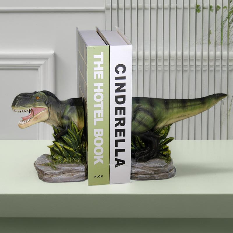 ブックエンド ティラノサウルス 恐竜 リアル 本立て 樹脂製 オブジェ 置物 書籍スタンド 本棚整理 デスク収納 おしゃれ ユニーク インテリア雑貨 書斎 リビ...