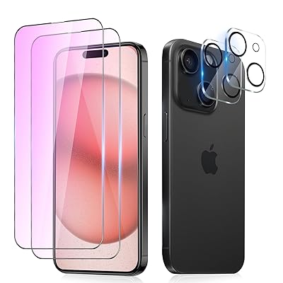 Rakuten - 【ブルーライトカット】対応 iPhone15 ガラスフィルム ブルーライト (2枚) + iPhone15 用 カメラフ