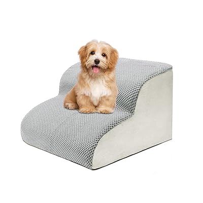 Rakuten - 犬階段 2段 グレー ドッグステップ ペット階段 滑り止め付き 洗濯便利 カバー取り外し可能