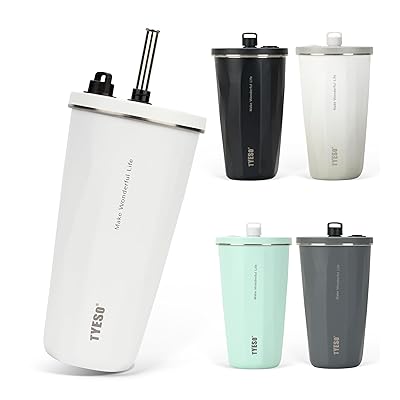 Rakuten - 【SNSで話題】 タンブラー ストロー付き 470ml ステンレス 蓋付き 真空断熱 保温 保冷 アウトド