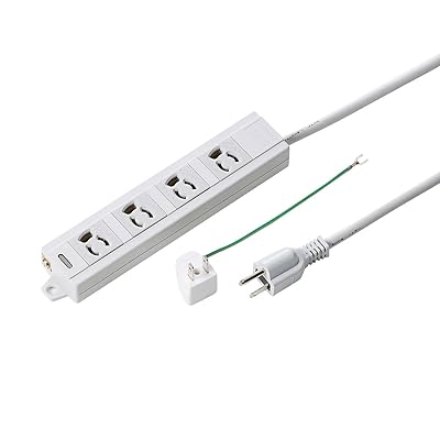 電源タップ 3P・4個口 10m 裏面マグネット・3P→2P変換アダプタ付き TAP-MG341N2-10
