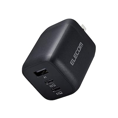 充電器 65W USB PD対応 3ポート Type-C USB-A 【 iPhone 16 15 14 iPad Macbook Air ノートPC】 ブラック EC-AC4465