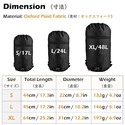 コンプレッションバッグ 寝袋用 圧縮袋 軽量 圧縮バッグ 収納袋 スタッフバッグ ケース 耐摩耗 シュラフ 衣類が収納可能 防水 キャンプ アウトドア 携帯スタッフサック (S, 全3色 全1サイズ zzap-10073535 ZZAP サンプル画像2