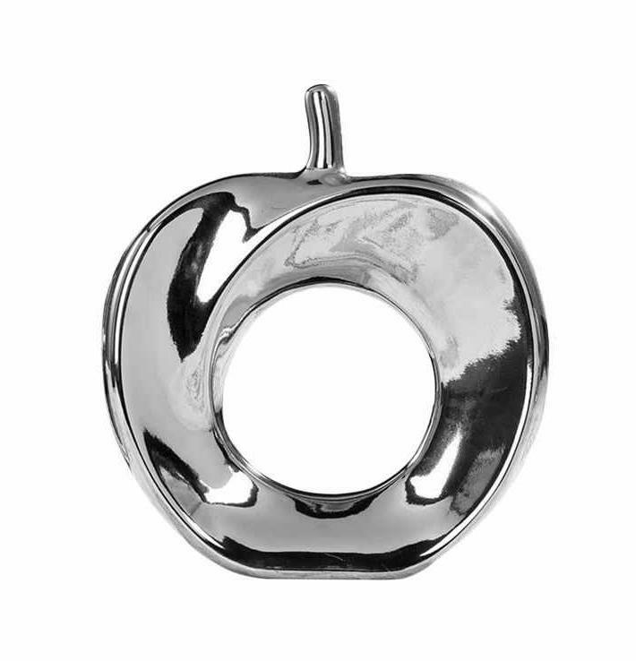 置物 りんごのオブジェ 北欧風 (シルバー)