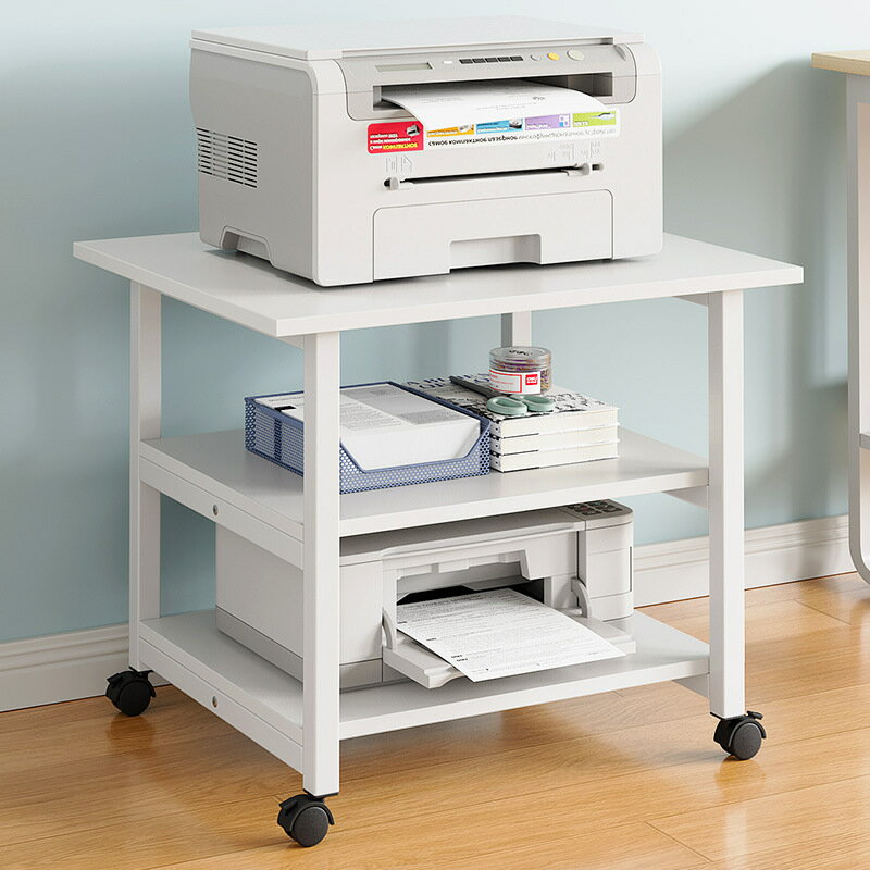 プリンター台 キャスター付き プリンターワゴン プリンターラック 幅48cm 木製 3段 デスクワゴン 机下..