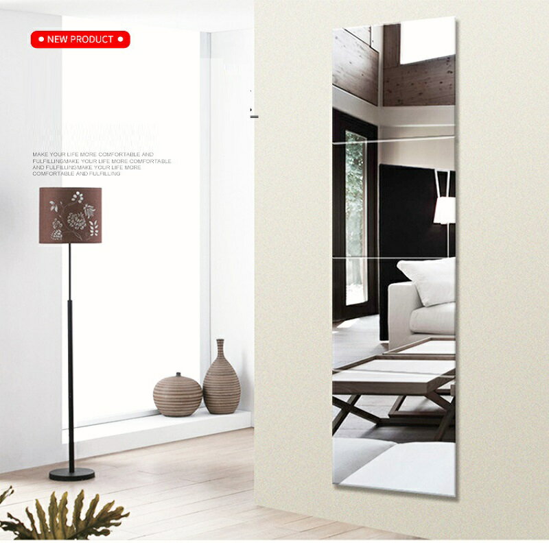 ガラス鏡 全身鏡 姿見鏡 壁掛け ミラー 貼る鏡 飛散防止 穴あけ不要 便利 軽量 浴室 玄関 壁 リビング クローゼット (30×30cm 4枚セット)