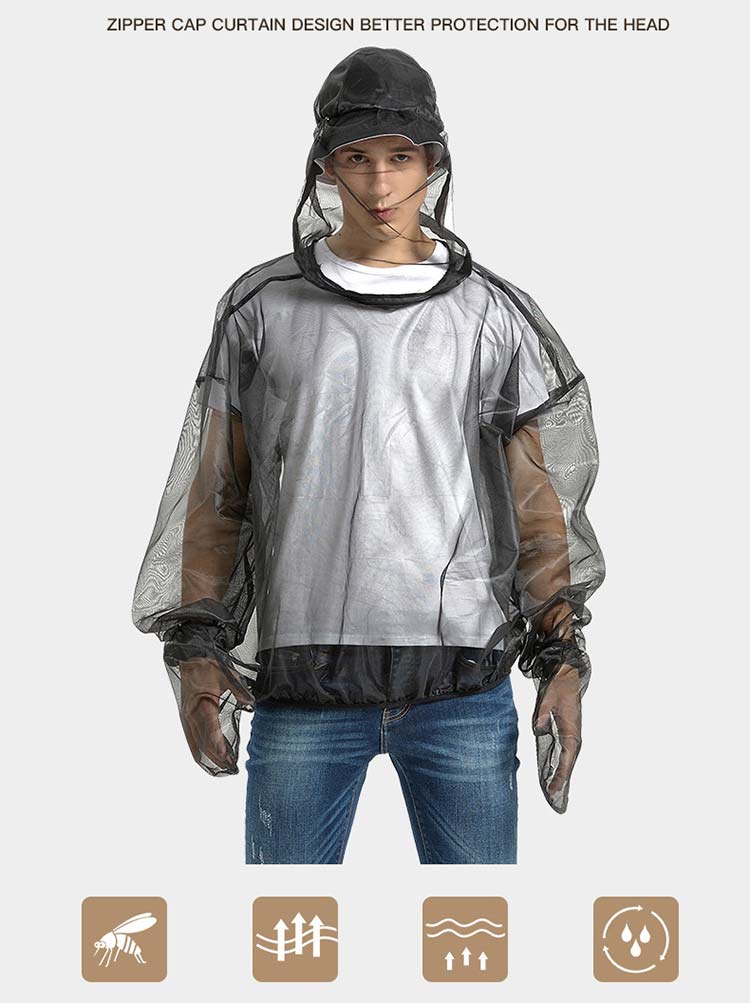 【送料無料】2点セット 作業着 仕事着 作業服 防蚊メッシュ上着 トップス 防虫ネットパーカ 着るかや 大人用 蚊帳 服 蚊よけ 蚊除け 虫除け DIY 虫よけ ガーデニング 畑仕事 メンズ レディス 男女兼用 2