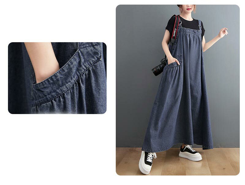 ジャンパー スカート オーバーオール 高級 スリット ポロ カラー ロング スカート レディース 夏 大きいサイズ mm スリム フェイク ツーピース サスペンダー ドレス