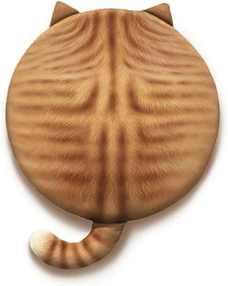 座布団 丸型 チェアクッション 低反発 可愛い 猫 3D 40*40cm オフィス たたみ ラウンドクッション 丸 ..