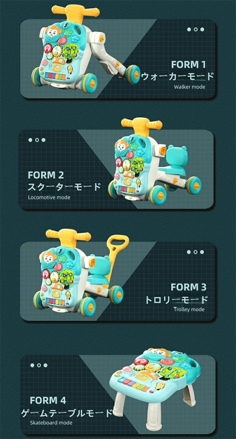 ベビーウォーカー ベビーカー 多機能寝返り防止 ベビーシッター 4 in 1歩行補助玩...