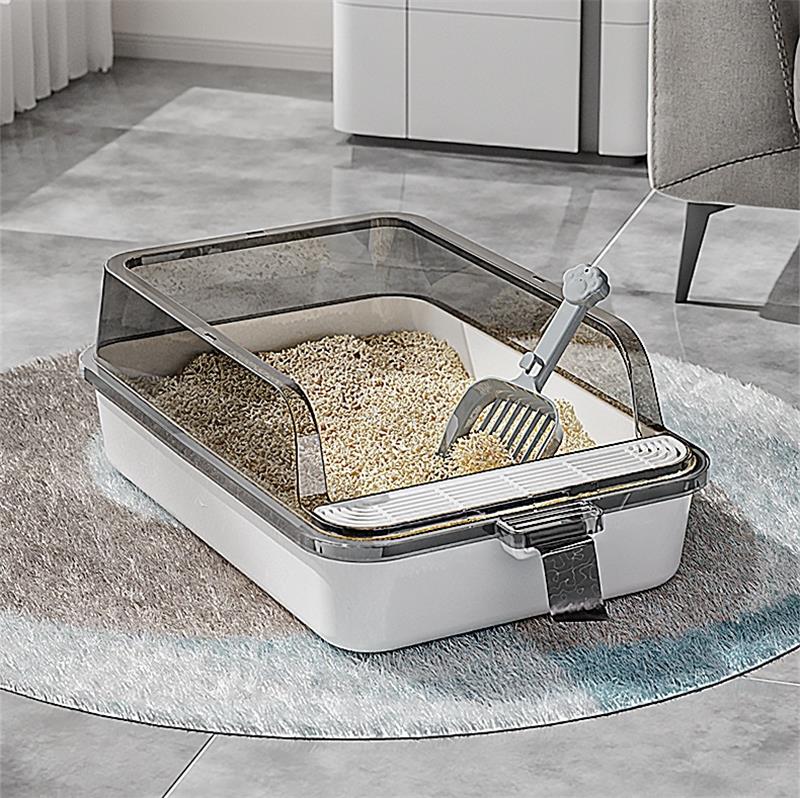 メガトレー猫用 トイレ 本体 大きい猫 大きいトイレ ゆったり広々 飛び散り防止カバー付き 掃除便利 猫..