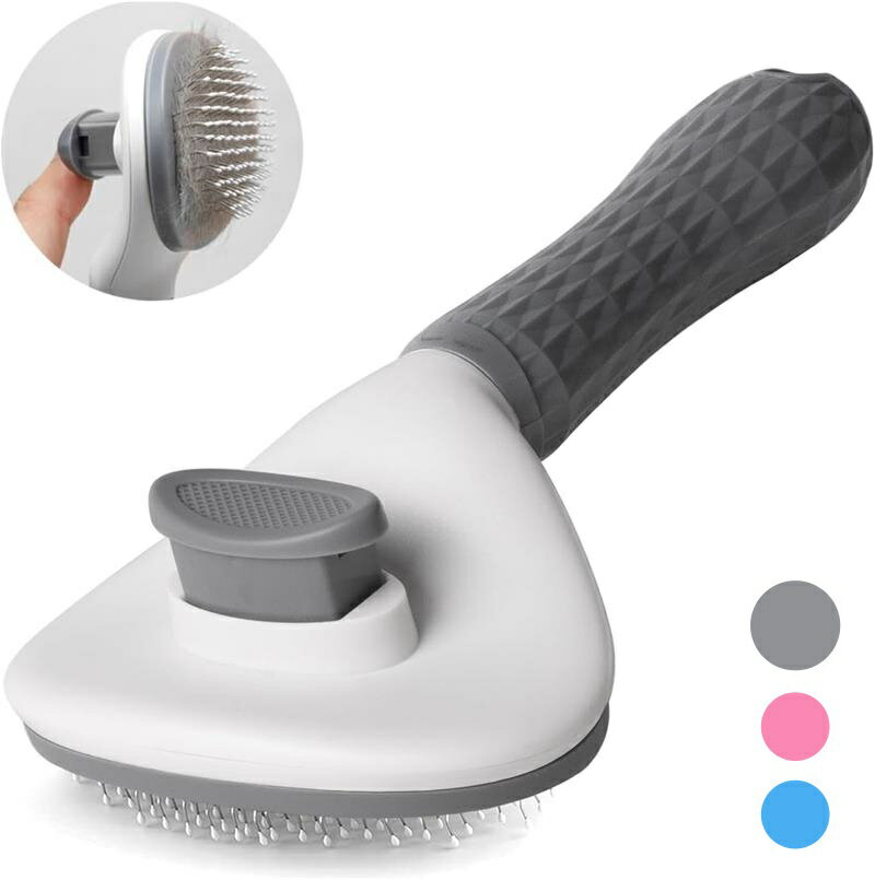 猫 ブラシ 短毛/長毛対応 スリッカーブラシ 犬 ファーミネーター ペット用品 抜け毛取り ボタンで簡単..