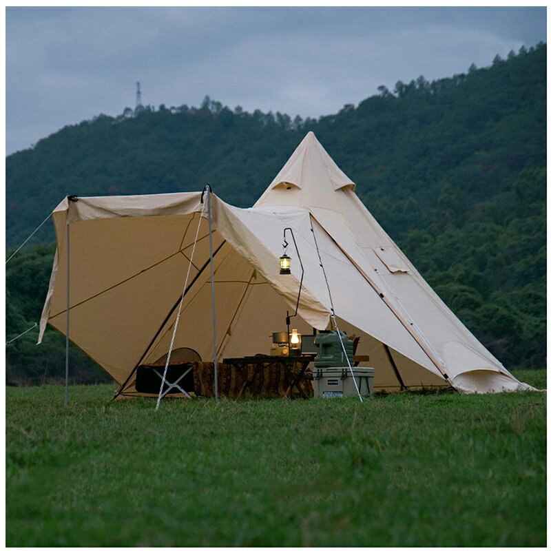 Event, Assembly Tent - キャノピーテント 6-8人用 前室付き ワンポールテント 大型 広い 屋外 キャンプテント 設営簡単 UVカット 防水 耐水圧?3000mm 煙突穴付き アウトドア パークテント グランピング ツーリングテント お花見 おしゃれ