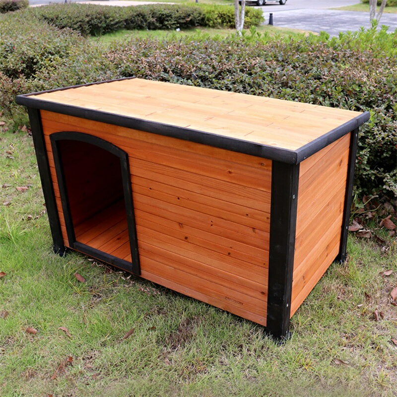 大型犬小屋 高床式屋外ログキャビン犬小屋 小型中型犬用耐候性屋外シェルター