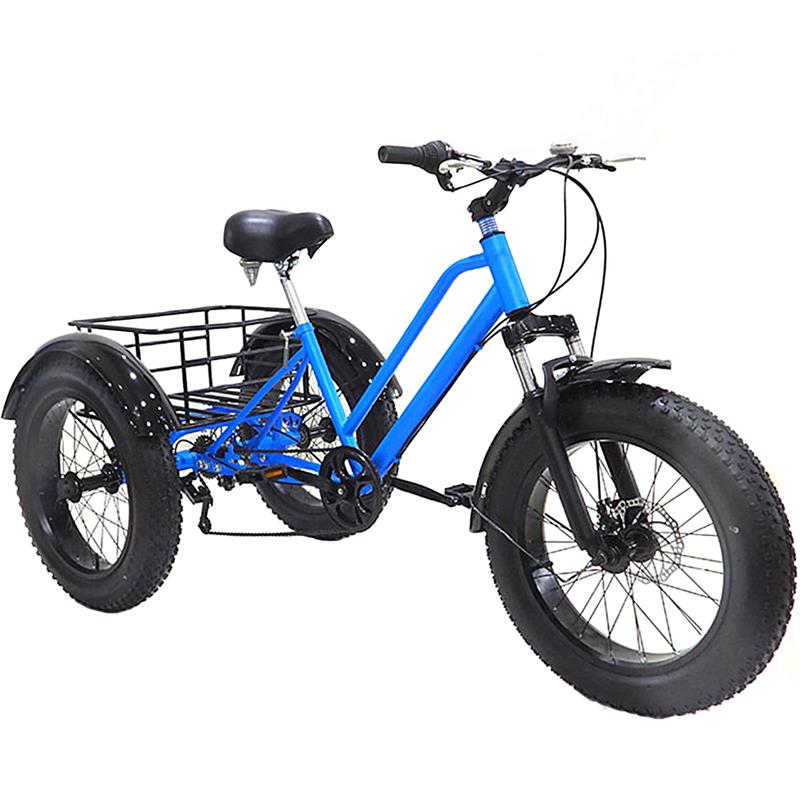 大人の三輪車自転車20 "バスケット付き、ショッピング用の7スピードアダルトトライク、ファットバイク..