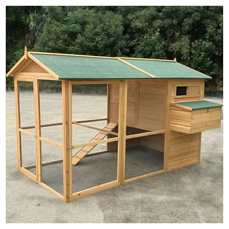 鶏小屋 大型無垢材鶏ケージ 屋外用の飼育ケージ トレイ付き多扉設計 組み立てが簡単 屋内および屋外用15羽の鶏を収容可能(Black)