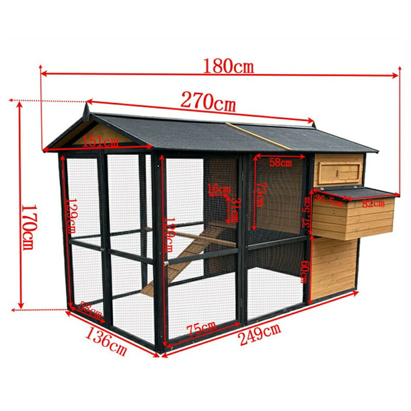 鶏小屋 大型無垢材鶏ケージ 屋外用の飼育ケージ...の紹介画像3