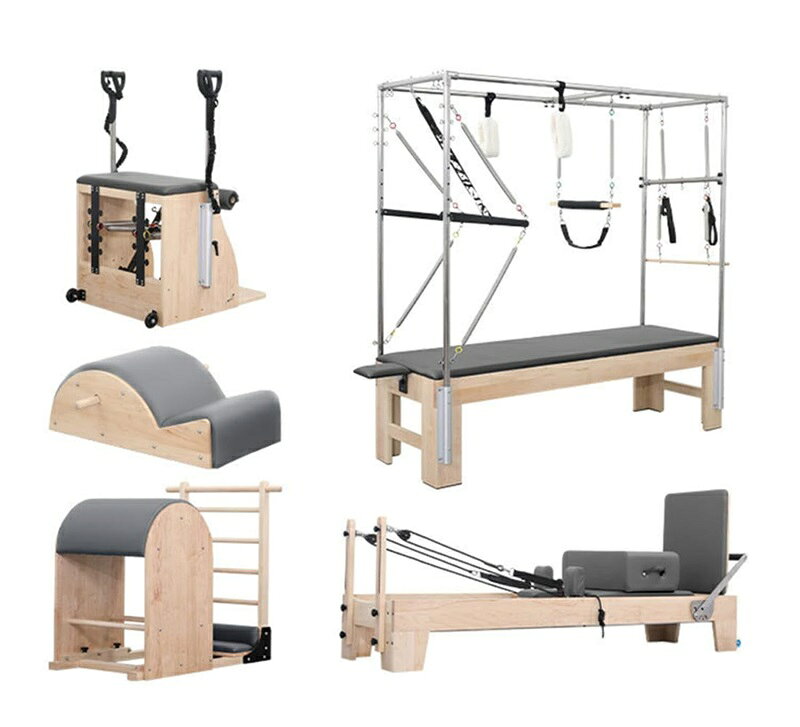 ピラティス大型器具五点セット ピラティスキャデラック ラダーバレル フレックスバレル リフォーマーピラティス ピラティスチェア ピラティスコアベッド フィットネス機器 ピラティストレーニングベッド ステンレススチール ヨガトレーニングベッド