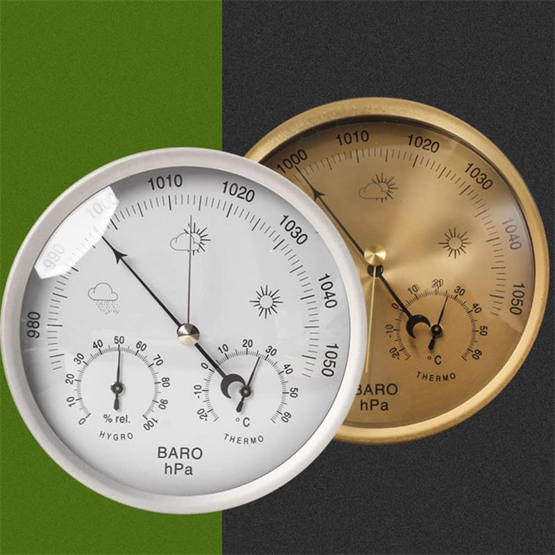気圧計 湿度計 温度計 アナログ おしゃれ 温湿度計 室温計 気象計 高精度 金属製 壁掛け式 コンパクト 読みやすい 小型 [2]