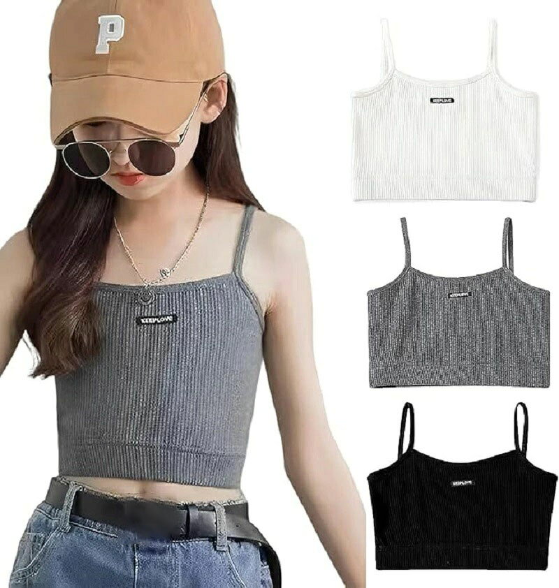 キャミソール キッズ 女の子 ハーフトップ ノースリーブインナー ジュニア ダンス 子供服 ヒップホップ スポーツ