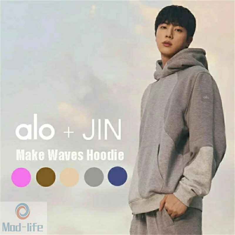 NEW ★ALO yoga★ ALO+JIN アロー 公式 ウェーブパーカー ベストセラーパーカー BTS JIN グローバルアンバサダー就任 Make Waves Hoodie ジン着用 おしゃれ スポーティー ウェア ヨガウェア スウェット ユニセックス スタイル オーバーサイズ 新色