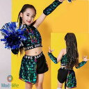 送料無料 ダンス衣装 キラキラ 女の子 ジャジ ダンス 衣装 ヒップホップ 子供 上下セット ダンス キッズ 110-180cm パンコール 女の子 キッズ ダ...