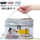 新品 バニティポーチ クリア 大容量 二層 機能的 バニティケース 持ち手 付き ビニール コスメ メイクポーチ スパ バッグ 化粧品 収納 持ち運び トラベルポーチ お洒落(4)