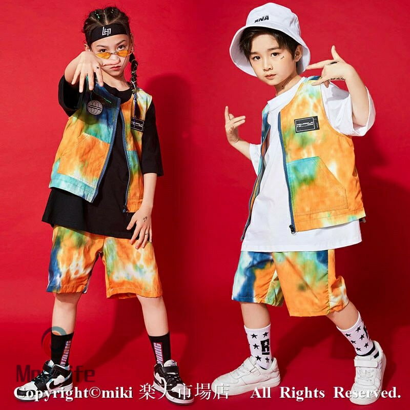 ヒップホップダンス衣装 ノースリーブ ベスト パンツ HIPHOP キッズ 原宿系ダンス衣装 キッズダンス ヒップホップ ダンス 上下 男の子 女の子 ガールズ ジャッズ 演出服 ダンスウェア ジュニア jazz DJ オシャレ 男女兼用 ショットパンツ