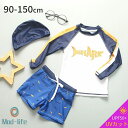 キッズ 水着 男の子 セパレート 3点セット キャップ付き ラッシュガード ベビー水着 長袖 トップス パンツ スイムキャップ スイムウェア かわいい おしゃれ ジュニア 幼稚園 小学生 90 100 110 120 130 140 150 紫外線対策 UPF50+ 水遊び 海 プール ビーチ(4)