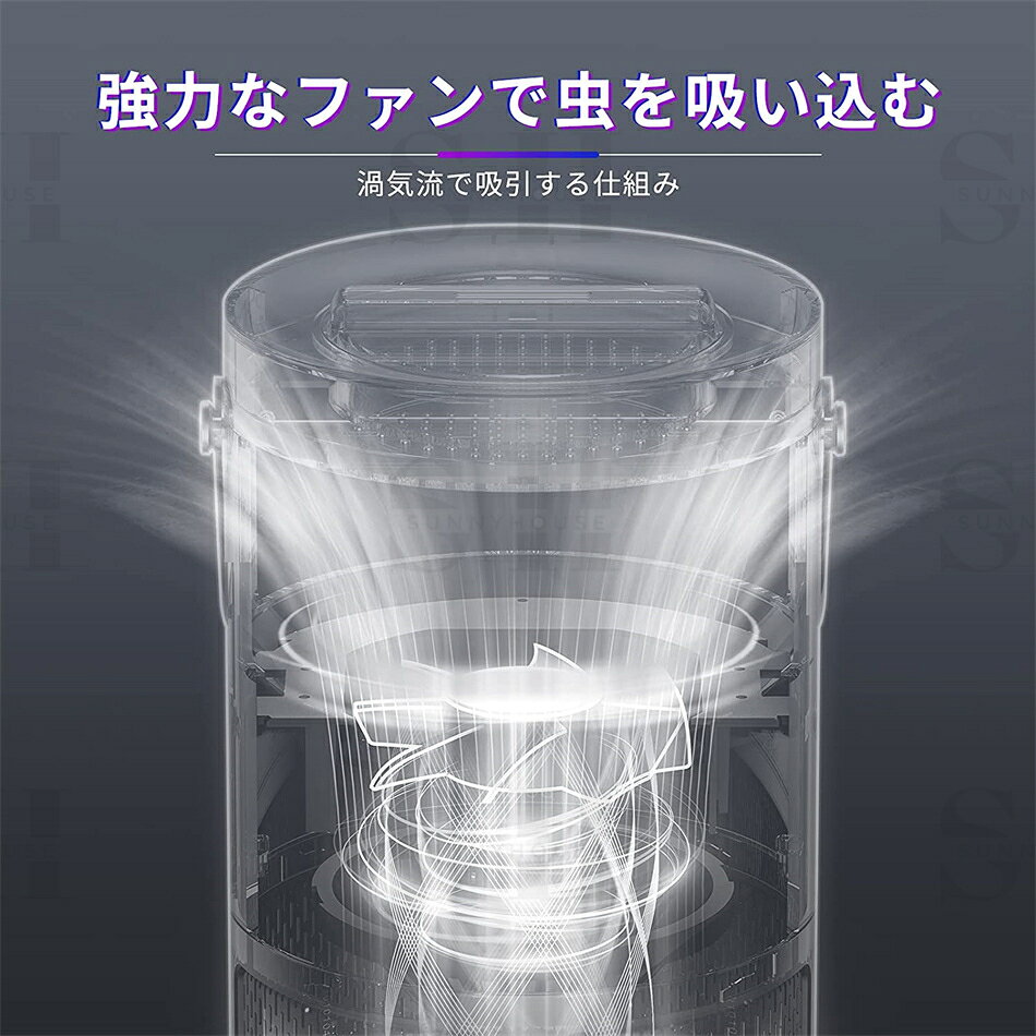 SunnyHouseの電撃殺虫器 こばえとり 蚊取り器 殺虫灯 コバエ取り 捕虫器 蚊よけ 殺虫ライト ハエ取り 3W 省エネ 360° UV光源誘引式 蚊除け 虫取り コバエ 駆除 撃退 虫対策 無放射線 LED搭載 家庭用 台所/居間/飲食店リビング/庭/寝 プレゼント｜アングル3