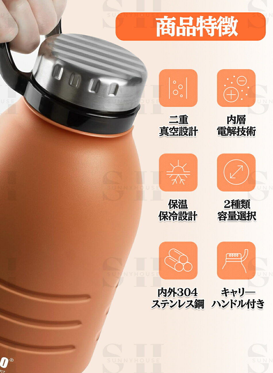 TYESO 水筒 アウトドア水筒 スポーツボトル ステンレスボトル 1.5L 1.9L 直飲み 保温保冷 洗いやすい ストロー付き 大容量 携帯便利 旅行 キャリ―ハンドル付き水筒真空断熱スポーツボトル水筒 直飲み 広口 ハンドル付 大人 子供 4色水筒 魔法瓶 マグボトル 軽量 広口2重構造 zzyy-10001271 SunnyHouse サンプル画像3