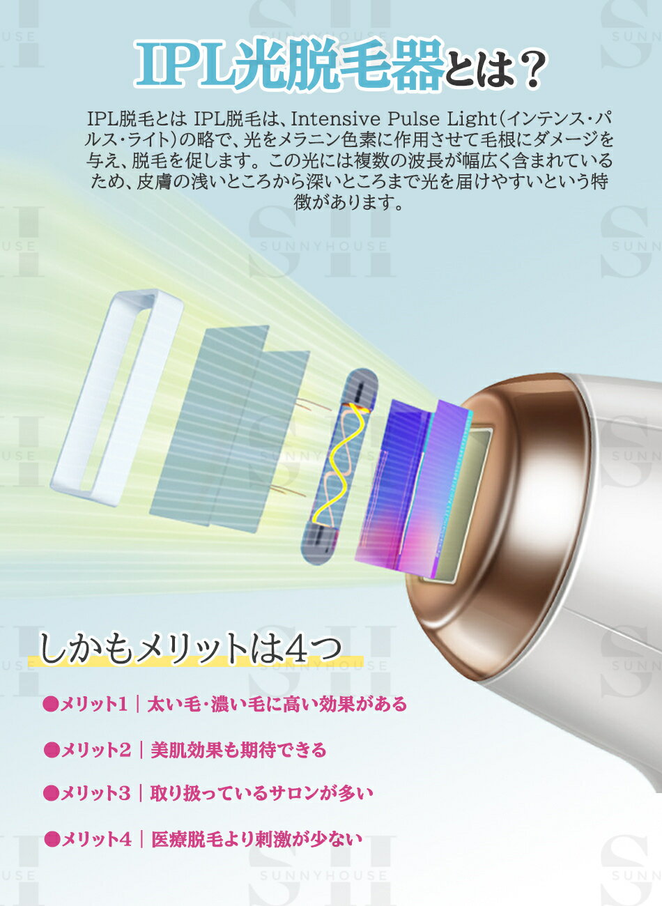 【99万発照射】IPL光脱毛器脱毛器IPL光脱毛器光美容器美白美肌自動/手動照射 5段階...