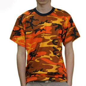 USA ミリタリーTシャツ 迷彩 サヴィッジ・オレンジ柄 メンズ ロスコアメリカ直輸入 ROTHCO CAMO T-SHIRTS 米軍 レプリカ仕様！◇値引きクーポンと39ショップ限定条件クリアで送料無料