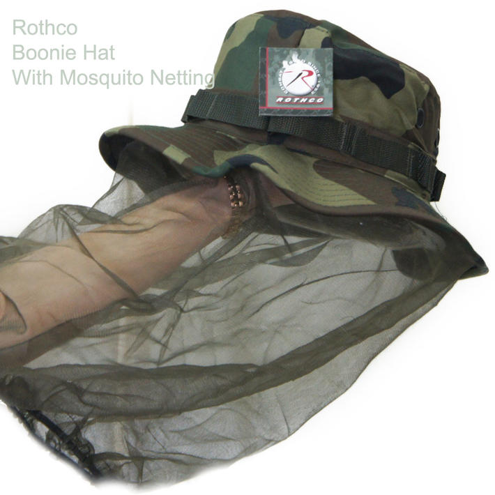 防虫　迷彩　モスキートネット付き ブーニーハット　ロスコBoonie Hat with Mosquito Netting