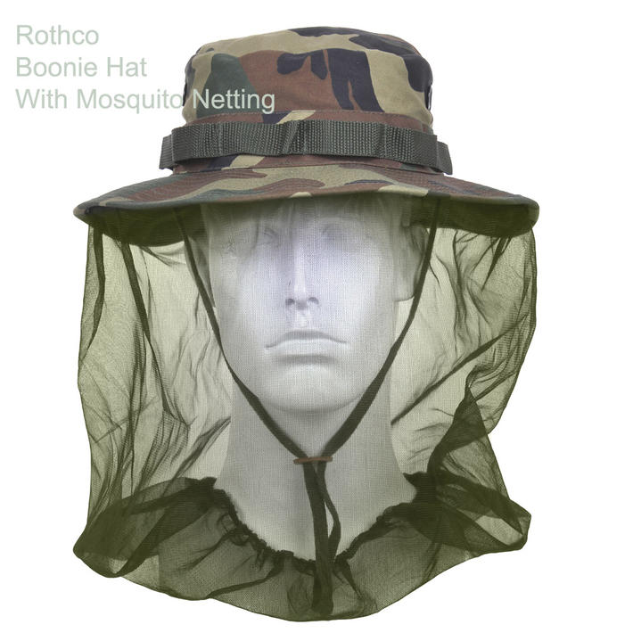 防虫　迷彩　モスキートネット付き ブーニーハット　ロスコBoonie Hat with Mosquito Netting