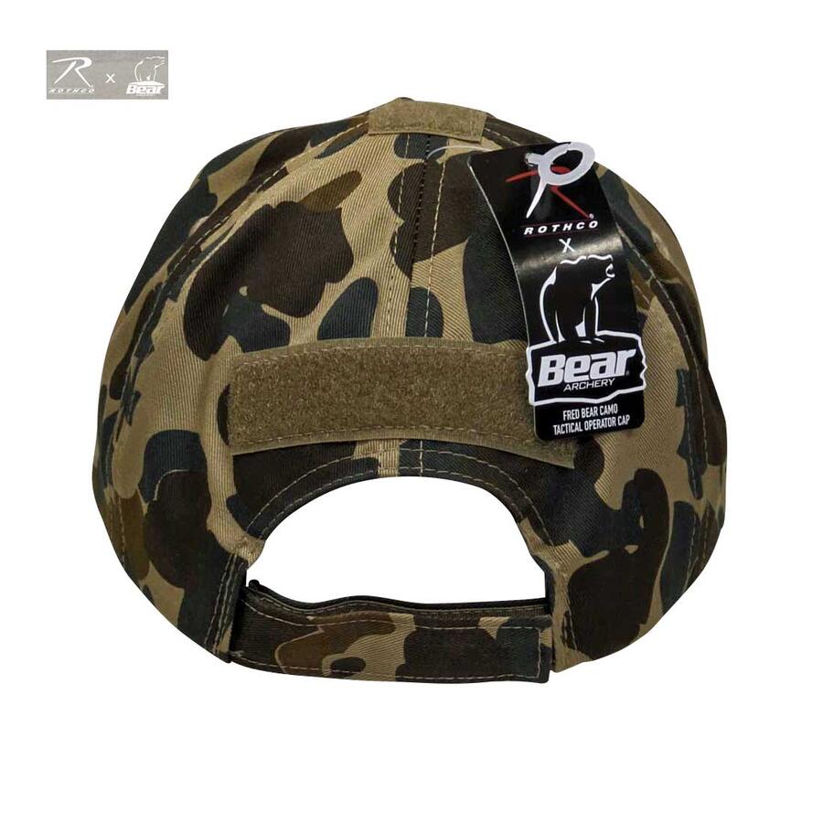 ロスコxベアのコラボレーション USA ミリタリーベースボールキャップ 迷彩 フレッド・ベア・カモ柄Rothco X Bear Archery Fred Bear Camo Tactical Operator Cap◇39ショップ限定条件クリアで送料無料