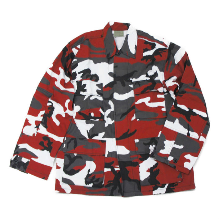 迷彩B.D.U.ジャケット ダンスカラー/レッドカモ ミリタリーアウター ロスコROTHCO Color Camo B.D.U SHIRTS！◇値引きクーポンと39ショップ限定条件クリアで送料無料