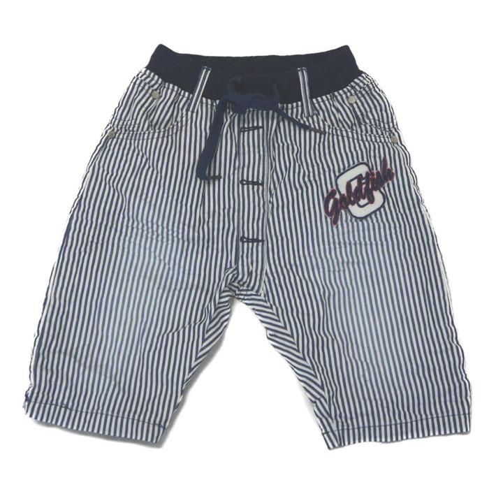 【訳あり価格】キッズ デニムワッペン付ハーフパンツ ヒッコリー 7サイズ)韓国子供服ブランド ゴールドフィッシュ!◇値引きクーポンと39ショップ限定条件クリアで...