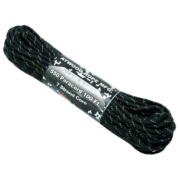 アトウッドロープ Atwood Rope  万能ロープ パラコード リフレクティブブラック 15m 44046