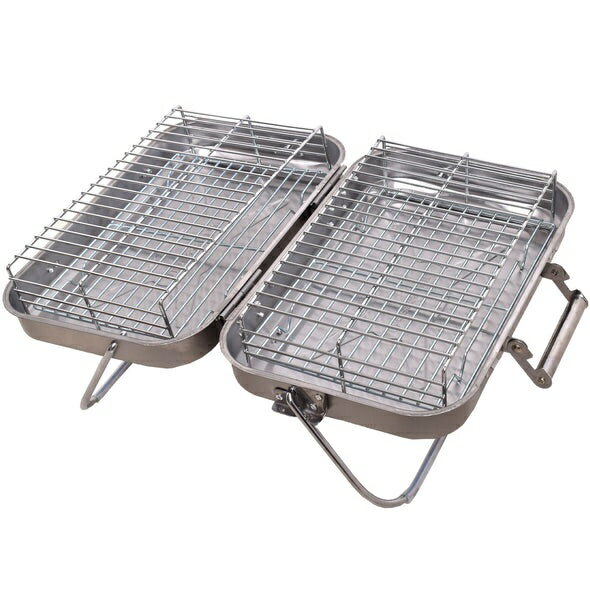 peace park スーツケース バーベキュー ツイングリル SUITCASE BBQ TWIN GRILL シルバー PP1060