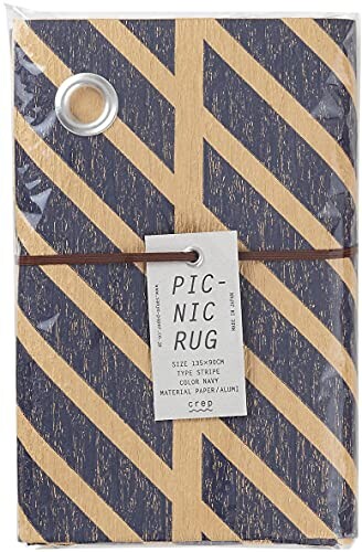 山陽製紙 レジャー シート ピクニック ラグ 用品 135×90cm 撥水 日本製 北欧 crep STRIPE ネイビー Mサイズ