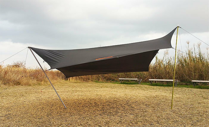 kemeko ケメコ キャンプ用品 アシンメトリ バリエーションタープ BAT35 カラー：ブラック ロゴカラー：グリーン