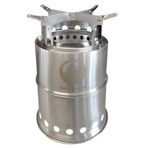 富士見産業 Field to Summit フレイムストーブL OFBFL ウッドストーブ 大型 キャンプストーブ 焚火台 ストーブ 軽量 コンパクト 二次燃焼 携帯用 サブコンロ ステンレス 五徳 熱効率 ポータブル シルバー 約φ17×h24cm